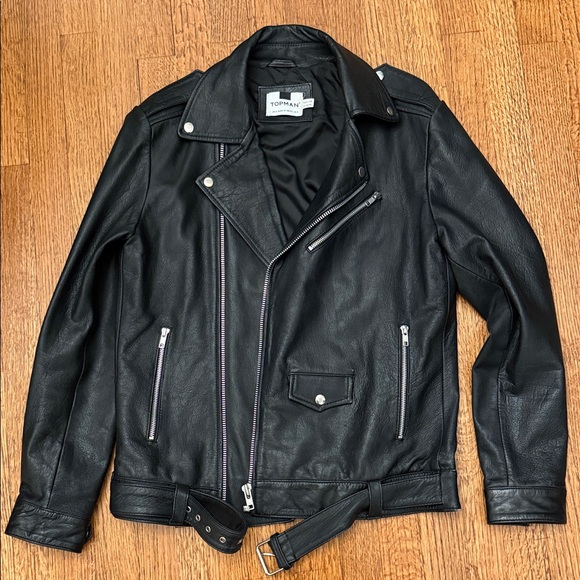 Topman Black Vegan Leather Jacket - Picture 1 of 3